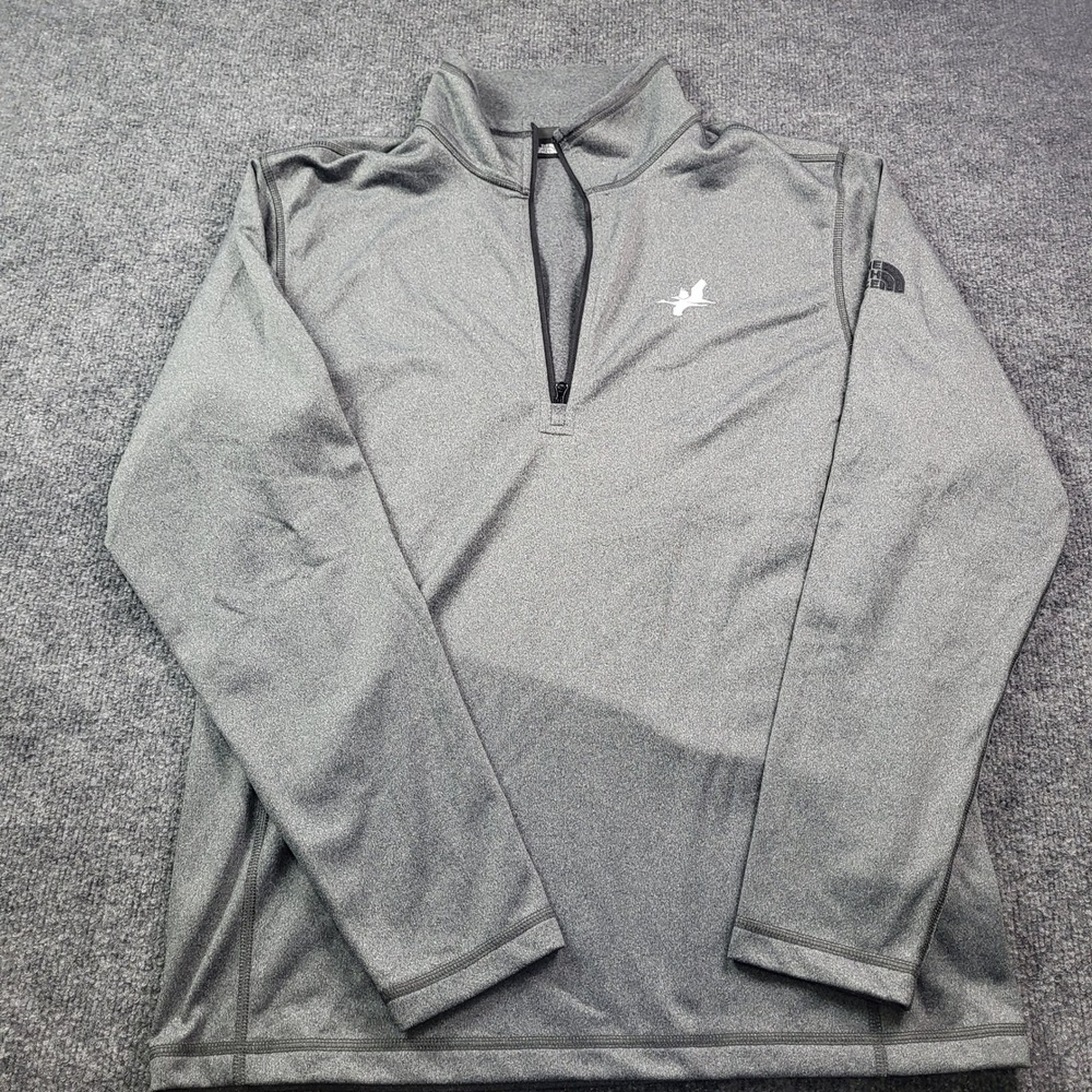The North Face Mens Gray Quarter Zip Pullover Bird Logo Size Medium